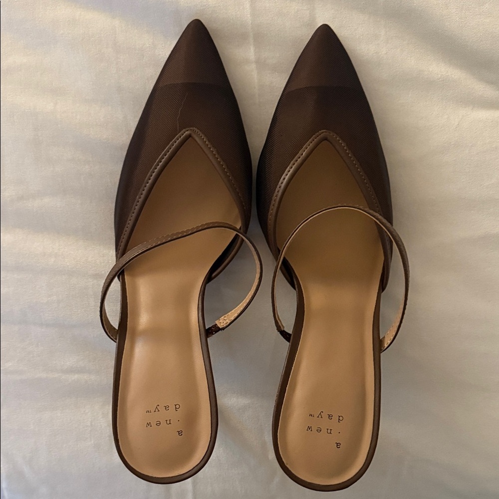 A New Day Brown Pointed-Toe Mules